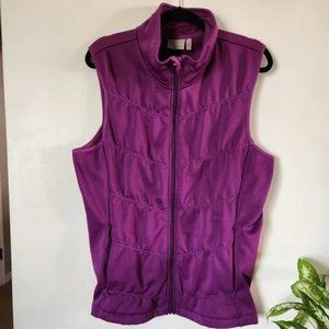 ATHLETA Women's Quilted Fleece Full Zip Vest - Plum Purple - Size 1X